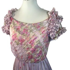 SOLD Lilac & Fuschia Sheer overlay Maxi Dress Ruffles
